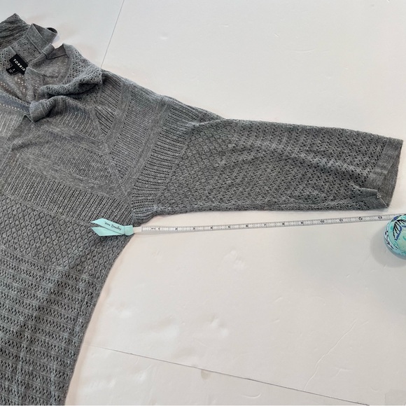 Torrid Gray Pointelle Open Front 3/4 Sleeves Duster Cardigan Sweater Size 3X - Picture 8 of 10